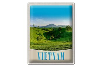 Signe en étain voyage 30x40cm, Vietnam Nature prairie Agriculture arbres 1