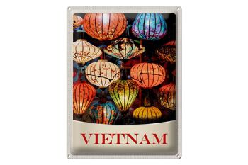 Panneau en étain voyage 30x40cm, culture des lanternes colorées du Vietnam et de l'asie 1