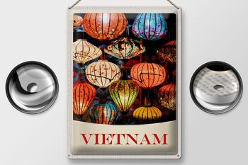 Panneau en étain voyage 30x40cm, culture des lanternes colorées du Vietnam et de l'asie 2