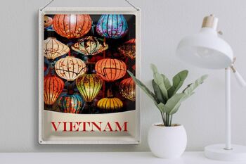 Panneau en étain voyage 30x40cm, culture des lanternes colorées du Vietnam et de l'asie 3