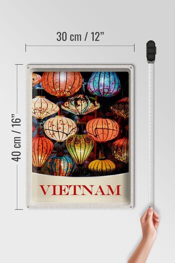 Panneau en étain voyage 30x40cm, culture des lanternes colorées du Vietnam et de l'asie 4