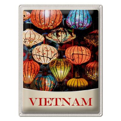 Blechschild Reise 30x40cm Vietnam Asien bunte Laterne Kultur