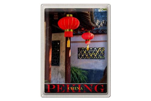 Blechschild Reise 30x40cm Peking China Kultur rote Laterne