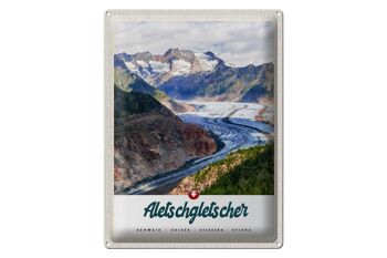 Panneau en étain voyage 30x40cm, glacier d'aletsch, montagnes suisses, hiver 1