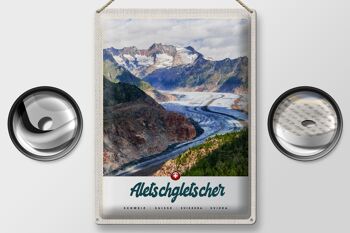 Panneau en étain voyage 30x40cm, glacier d'aletsch, montagnes suisses, hiver 2