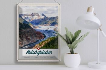 Panneau en étain voyage 30x40cm, glacier d'aletsch, montagnes suisses, hiver 3