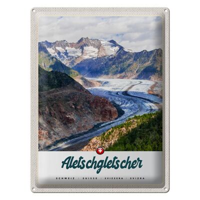 Cartel de chapa de viaje 30x40cm Glaciar Aletsch Suiza Montañas Invierno