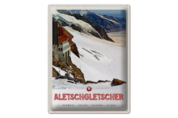 Panneau en étain voyage 30x40cm, glacier d'aletsch, suisse, neige, hiver 1
