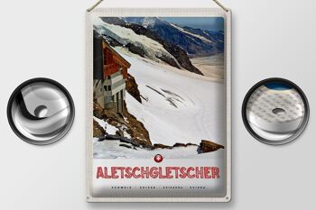 Panneau en étain voyage 30x40cm, glacier d'aletsch, suisse, neige, hiver 2