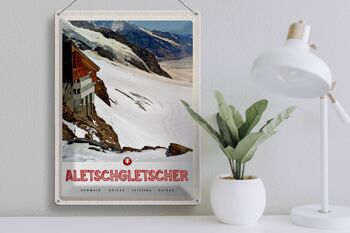 Panneau en étain voyage 30x40cm, glacier d'aletsch, suisse, neige, hiver 3