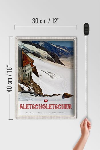 Panneau en étain voyage 30x40cm, glacier d'aletsch, suisse, neige, hiver 4