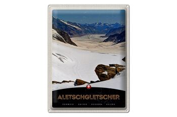 Plaque en tôle voyage 30x40cm Glacier d'Aletsch Suisse Neige Nature 1