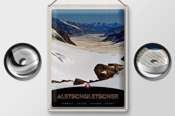 Plaque en tôle voyage 30x40cm Glacier d'Aletsch Suisse Neige Nature 2
