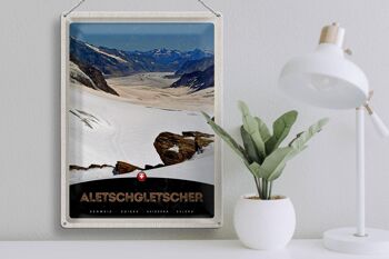 Plaque en tôle voyage 30x40cm Glacier d'Aletsch Suisse Neige Nature 3