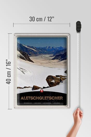 Plaque en tôle voyage 30x40cm Glacier d'Aletsch Suisse Neige Nature 4