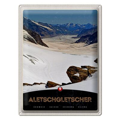 Plaque en tôle voyage 30x40cm Glacier d'Aletsch Suisse Neige Nature