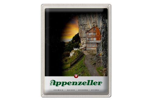 Blechschild Reise 30x40cm Appenzeller Gebirge Gebäude Schweiz