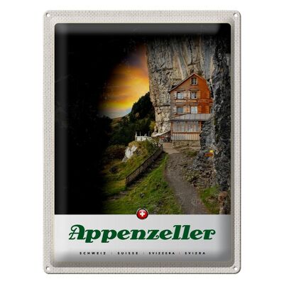 Blechschild Reise 30x40cm Appenzeller Gebirge Gebäude Schweiz