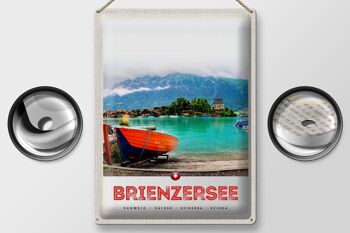 Panneau en étain voyage 30x40cm, lac de Brienz, suisse, construction de bateaux 2