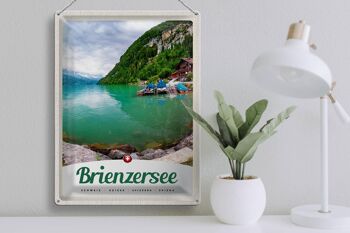 Panneau en étain voyage 30x40cm, lac de Brienz, suisse, bateau, montagnes 3