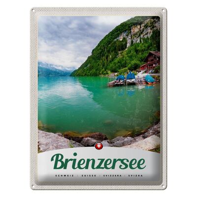 Cartel de chapa Travel 30x40cm Lago Brienz Suiza Barco Montañas