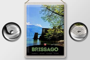 Signe en étain voyage 30x40cm Brissago suisse Architecture vacances 2