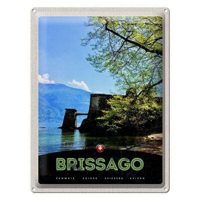 Targa in metallo da viaggio 30x40 cm Brissago Svizzera Architettura Vacanza