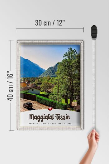 Plaque en tôle voyage 30x40cm Maggiatal-Tessin Suisse Ville Montagnes 4