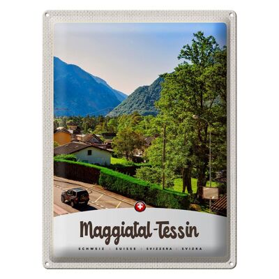 Cartel de chapa Travel 30x40cm Maggiatal-Ticino Suiza Ciudad Montañas