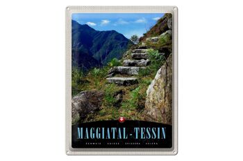 Plaque en tôle voyage 30x40cm Maggiatal-Tessin Suisse chemin montagnes 1