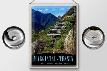 Plaque en tôle voyage 30x40cm Maggiatal-Tessin Suisse chemin montagnes 2