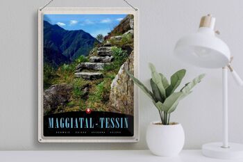 Plaque en tôle voyage 30x40cm Maggiatal-Tessin Suisse chemin montagnes 3