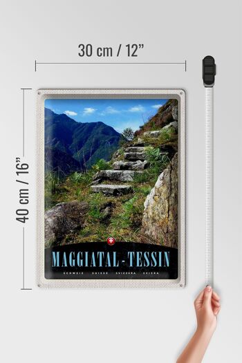 Plaque en tôle voyage 30x40cm Maggiatal-Tessin Suisse chemin montagnes 4