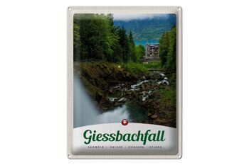 Panneau en étain voyage 30x40cm, chute de Gießbach, forêt, cascade, nature 1