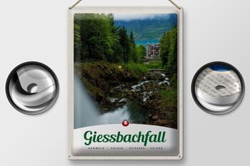 Panneau en étain voyage 30x40cm, chute de Gießbach, forêt, cascade, nature 2