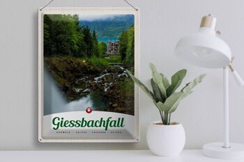 Panneau en étain voyage 30x40cm, chute de Gießbach, forêt, cascade, nature 3