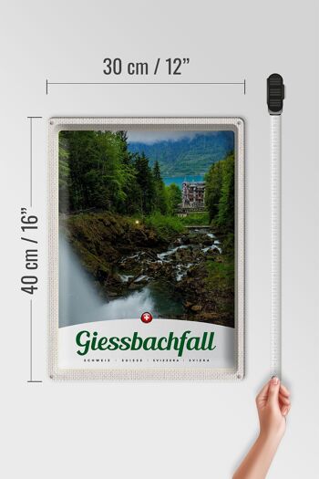 Panneau en étain voyage 30x40cm, chute de Gießbach, forêt, cascade, nature 4