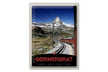 Panneau en étain voyage 30x40cm, Gornergrat, montagnes suisses, chemin de fer à neige 1