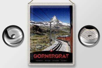 Panneau en étain voyage 30x40cm, Gornergrat, montagnes suisses, chemin de fer à neige 2