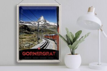 Panneau en étain voyage 30x40cm, Gornergrat, montagnes suisses, chemin de fer à neige 3