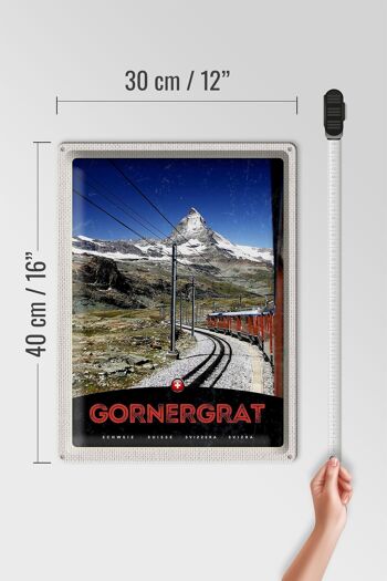 Panneau en étain voyage 30x40cm, Gornergrat, montagnes suisses, chemin de fer à neige 4