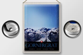 Panneau en étain voyage 30x40cm Gornergrat Suisse montagnes hiver 2