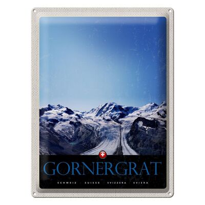 Panneau en étain voyage 30x40cm Gornergrat Suisse montagnes hiver