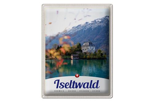 Blechschild Reise 30x40cm Iseltwald Schweiz Europa See Natur