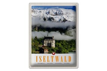 Signe en étain voyage 30x40cm, montagnes d'iseltwald, château de forêt de neige 1