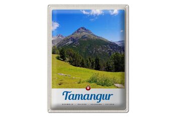 Signe en étain voyage 30x40cm Tamangur suisse montagnes forêt Nature 1