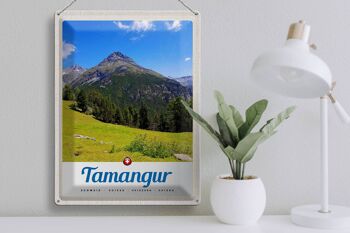 Signe en étain voyage 30x40cm Tamangur suisse montagnes forêt Nature 3