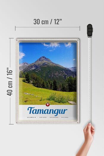 Signe en étain voyage 30x40cm Tamangur suisse montagnes forêt Nature 4