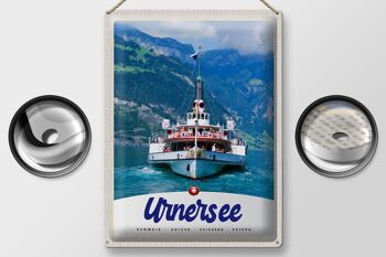 Panneau de voyage en étain, 30x40cm, lac d'urner, suisse, Europe, bateau, montagnes 2