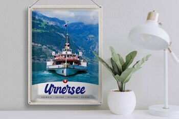 Panneau de voyage en étain, 30x40cm, lac d'urner, suisse, Europe, bateau, montagnes 3